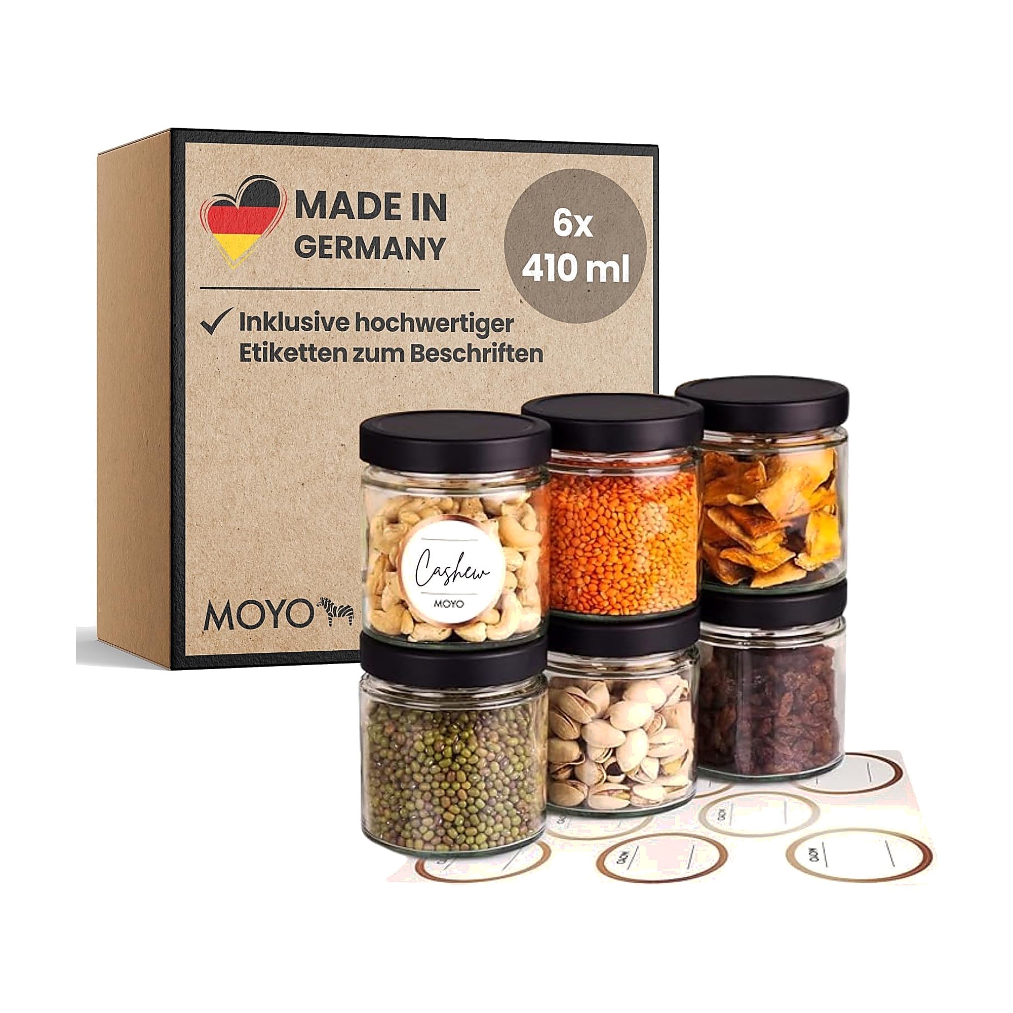 Vorratsgläser 6er Set – Luftdichte Glasbehälter