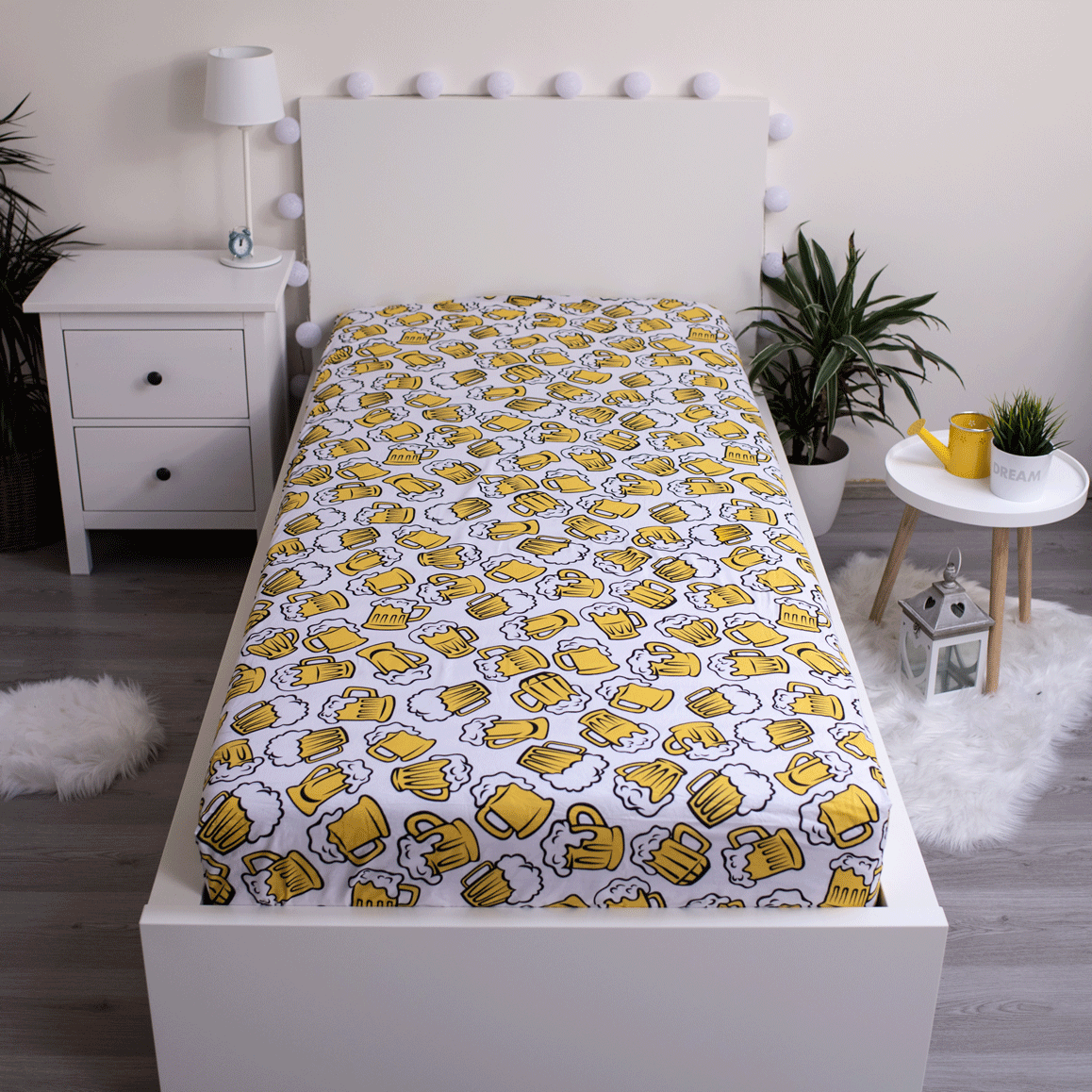 Bier Spannbettlaken - 90x200 cm Bettbezug Einzelbett Matratzenbezug