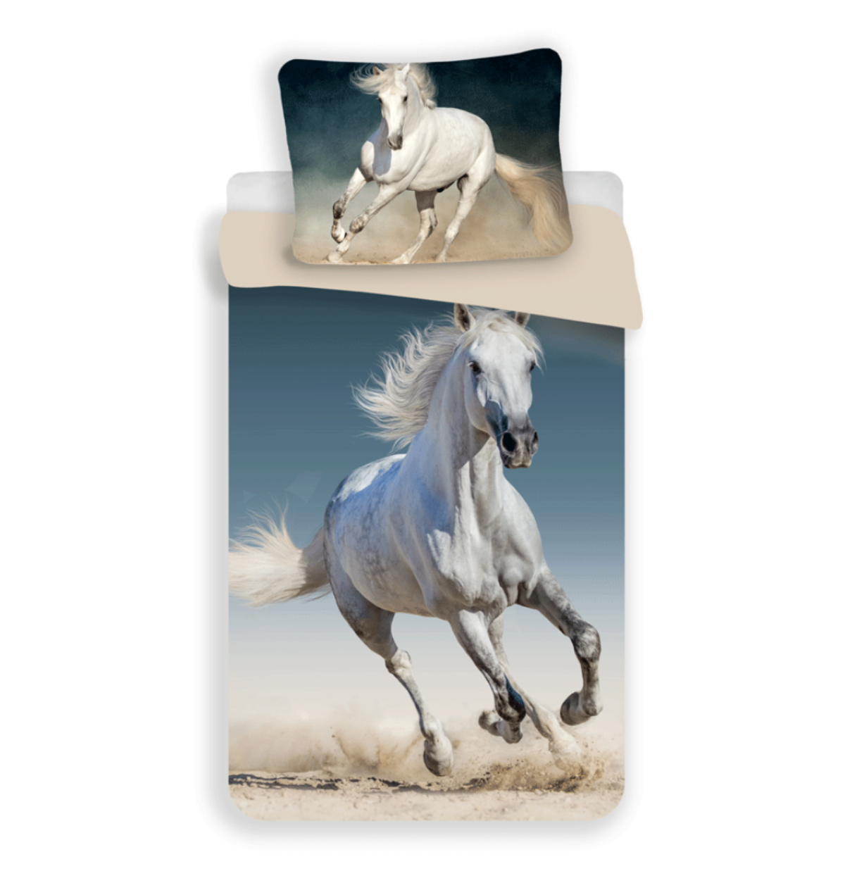 Pferde Bettwäsche - weiche Baumwolle 140x200 cm Pony Kissen und Decke