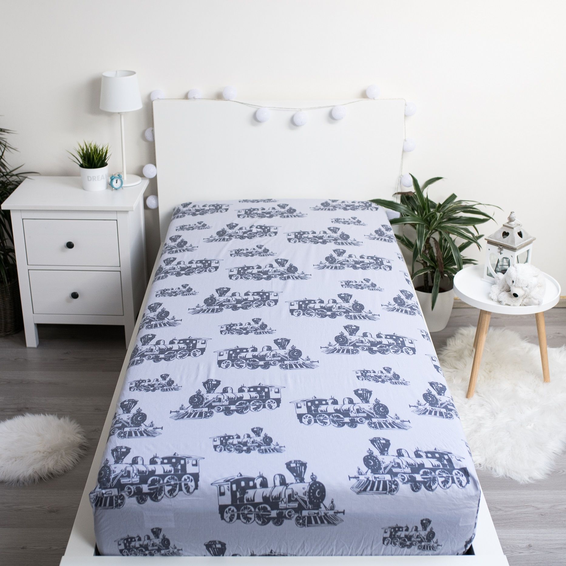 Lokomotive Zug Spannbettlaken - 90x200 cm Bettbezug Einzelbett Matratzenbezug