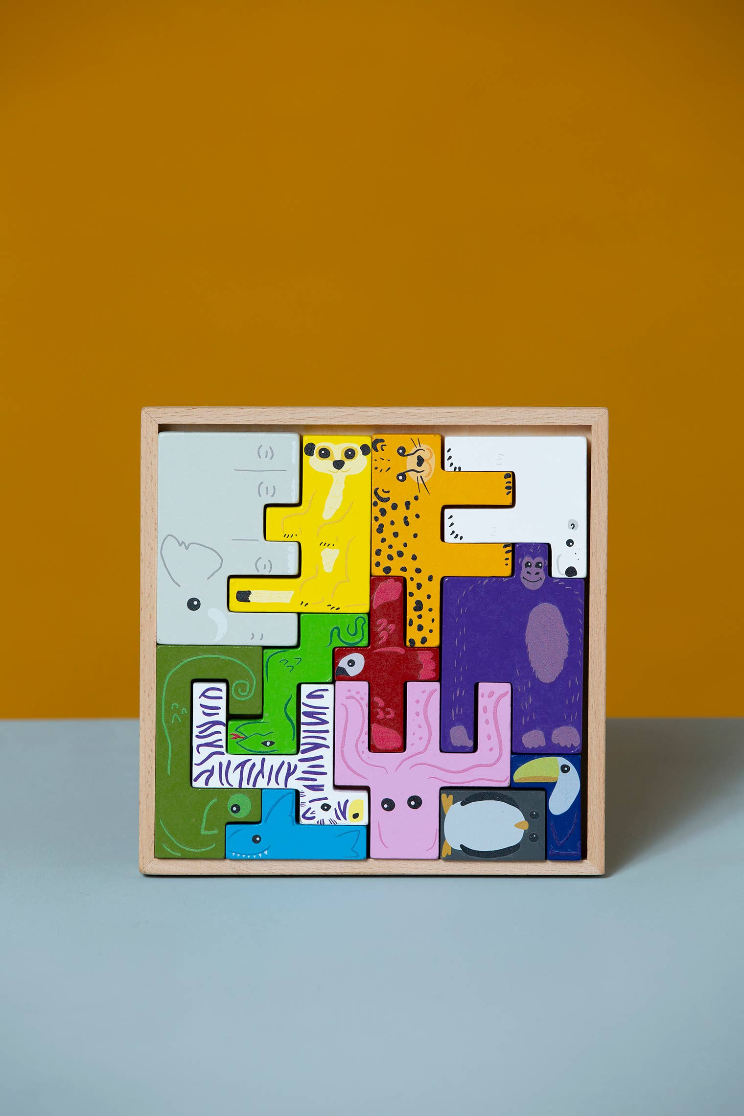 3D-Puzzle mit harten Tieren | Formen-Puzzle