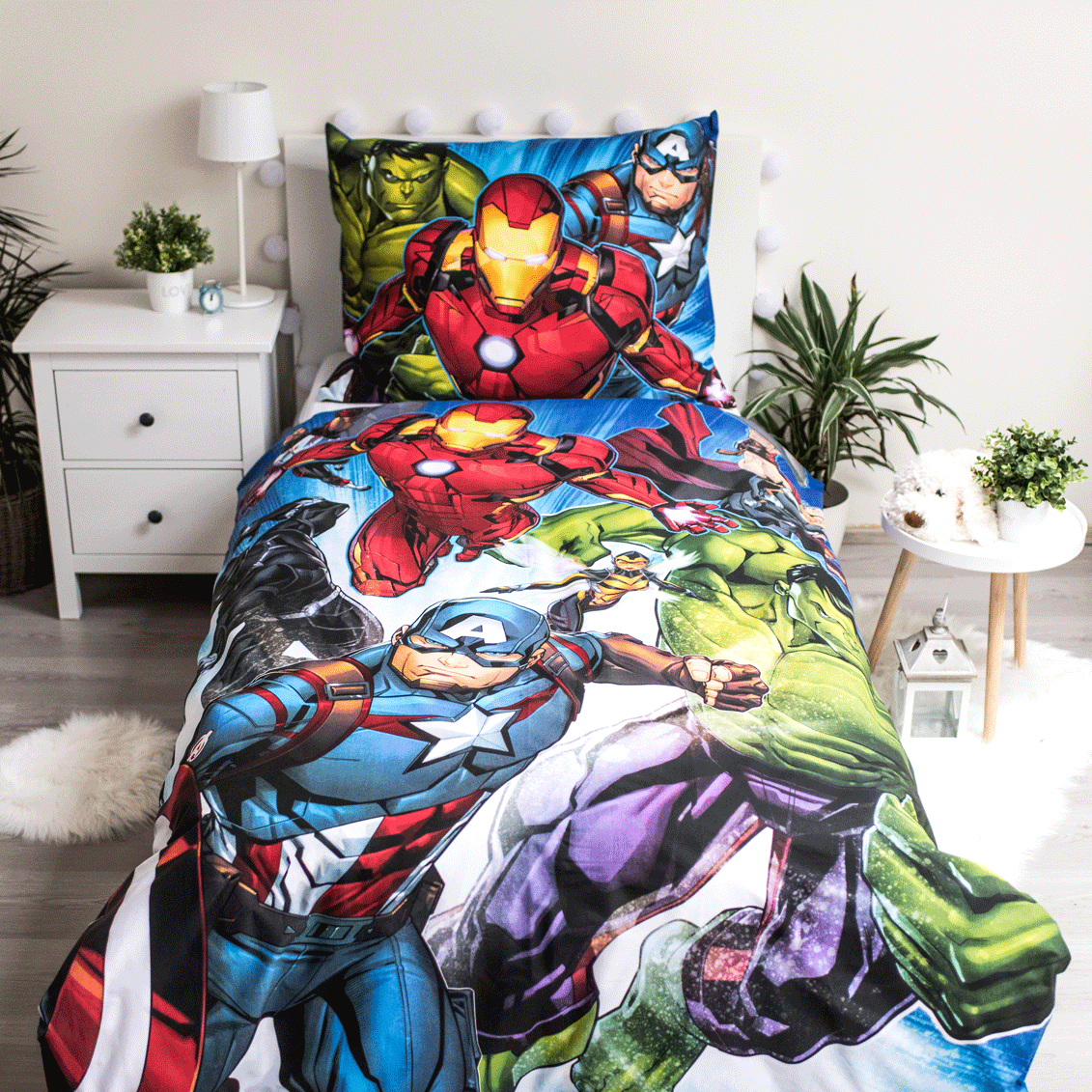 Marvel Avengers Bettwäsche - 140x200 cm Kissen und Decke