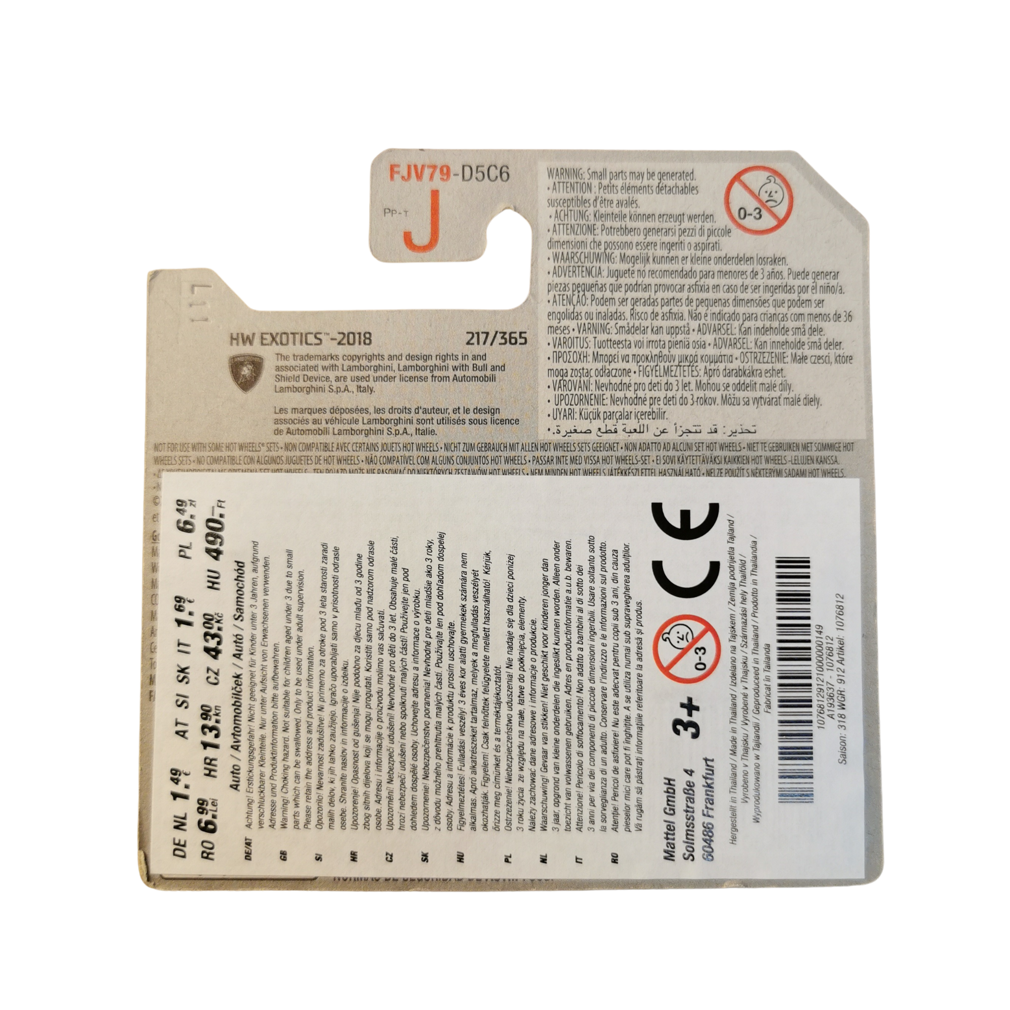 Hot Wheels Mainline Lamborghini Countach Pace Car 217/365 2018