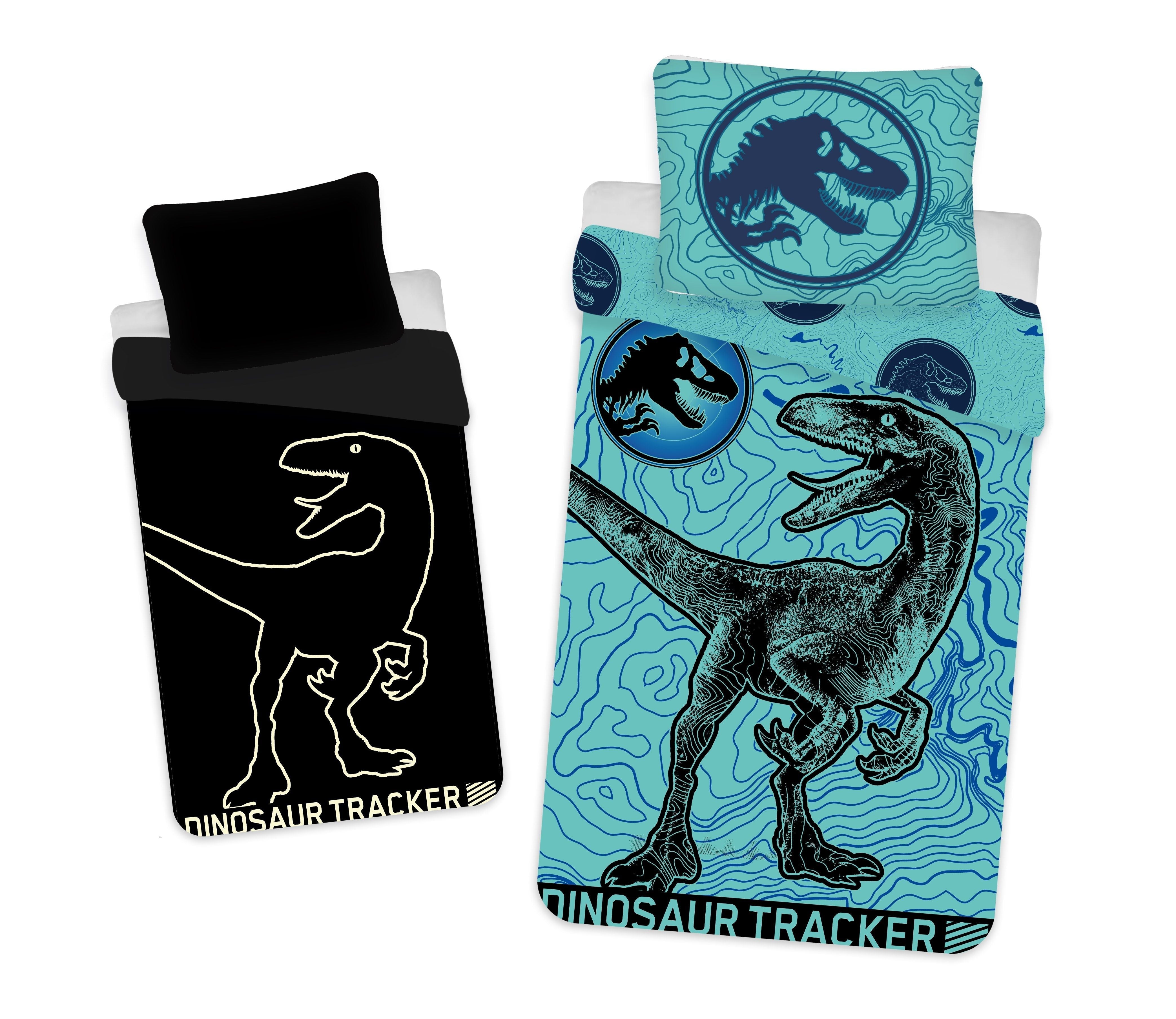 Jurassic World Bettwäsche Lichteffekt - 140x200 cm weiche Baumwolle Kissen und Decke