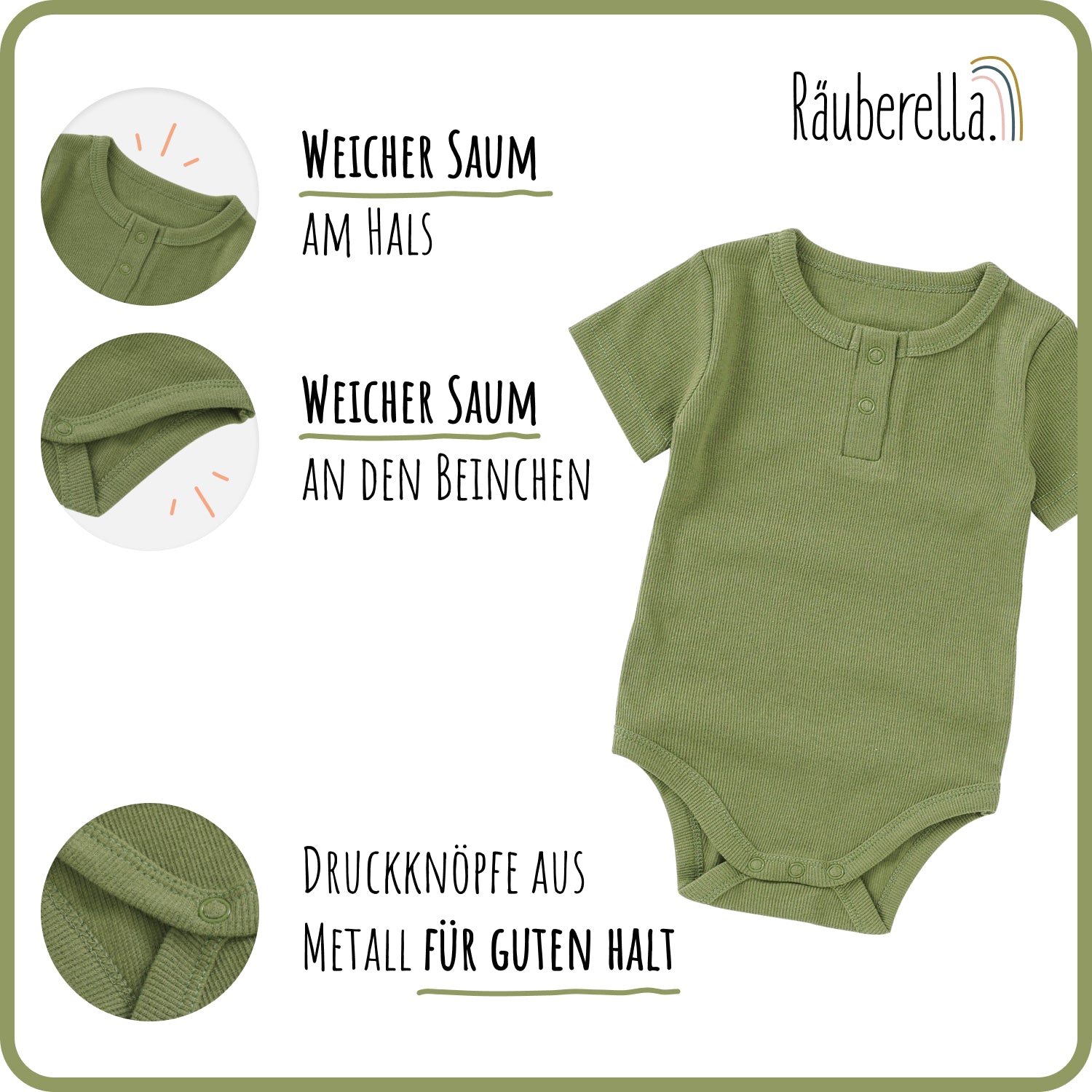 Baby Geschenkset 3-teilig Oliv – Body, Mütze & Lätzchen