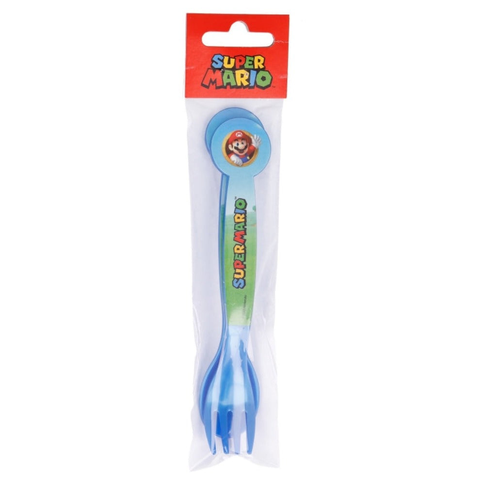 Super Mario Plastik Besteck Set - 2 Teile