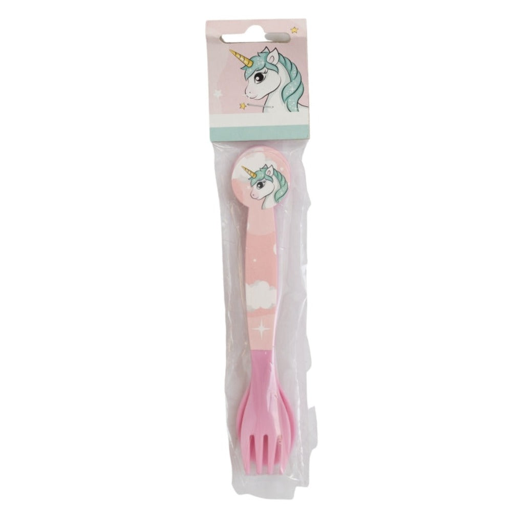 Einhorn Kinder Plastik Besteck Set - 2 Teile