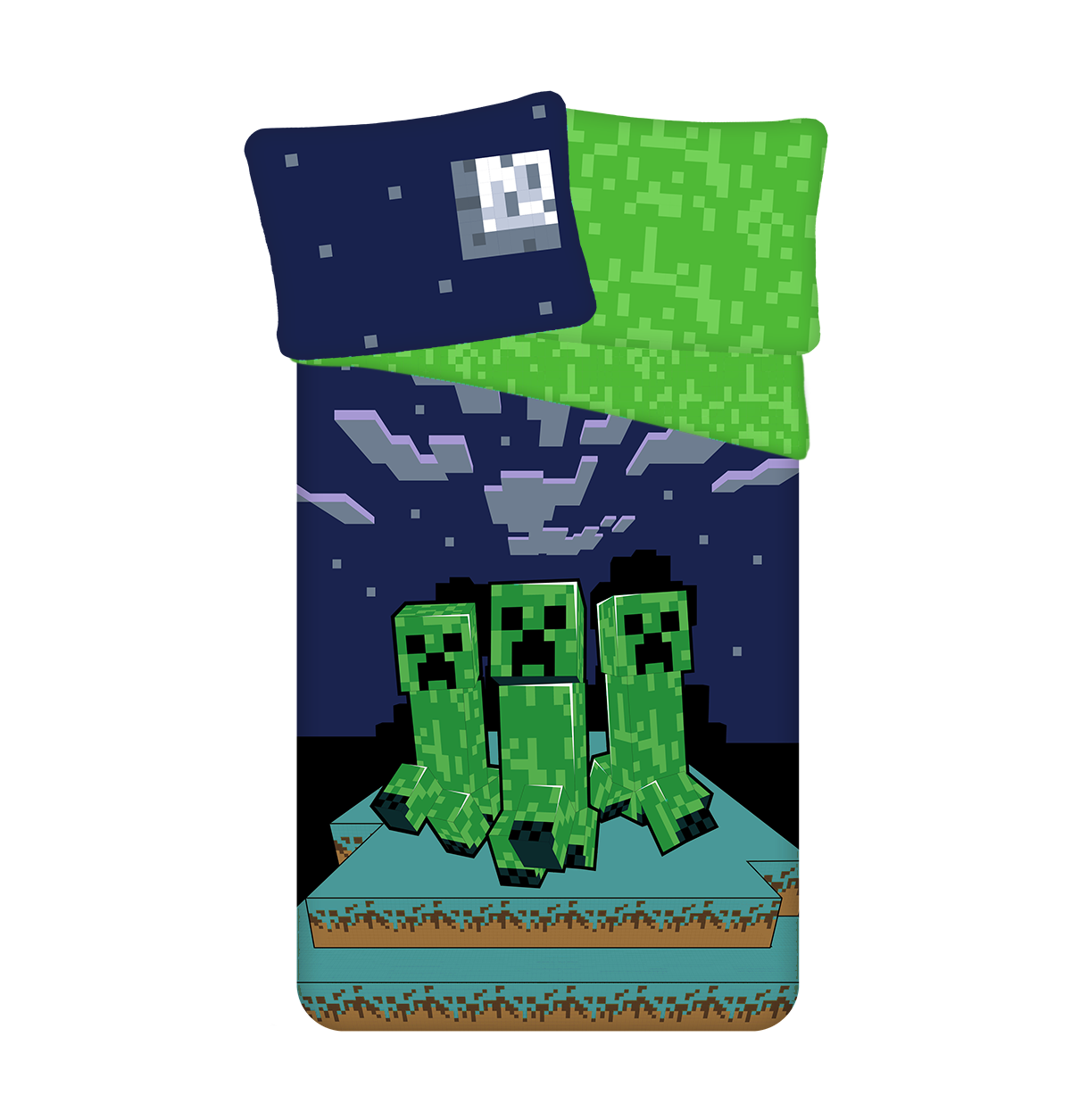 Minecraft Creeper Bettwäsche - weiche Baumwolle 140x200 cm Kissen und Decke
