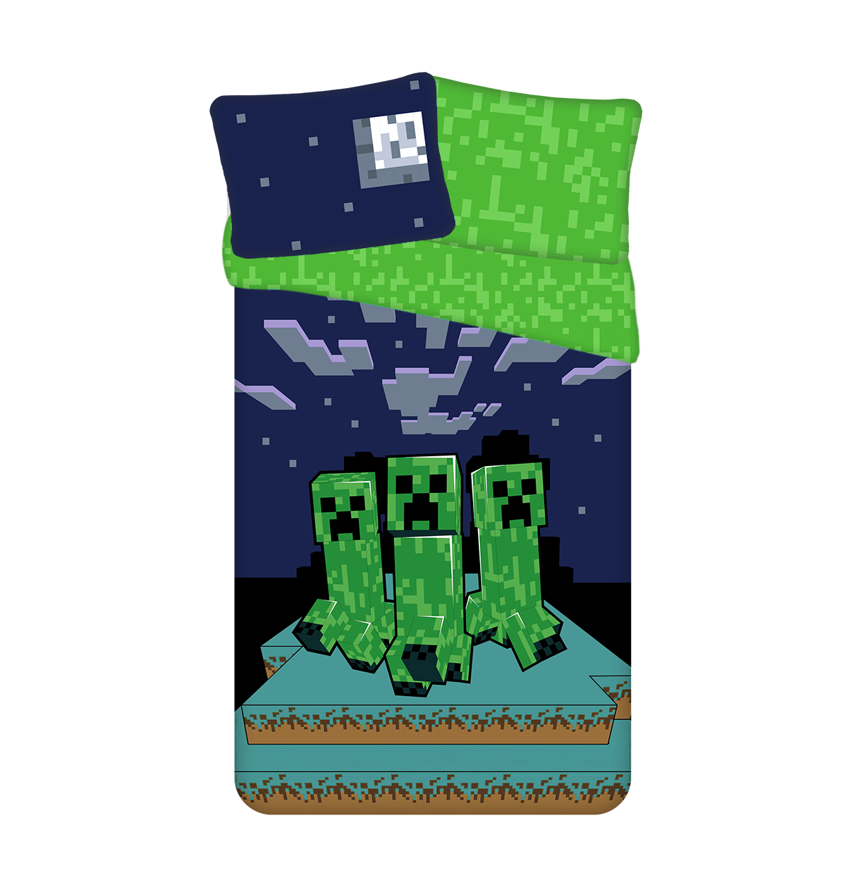 Minecraft Creeper Bettwäsche - weiche Baumwolle 140x200 cm Kissen und Decke