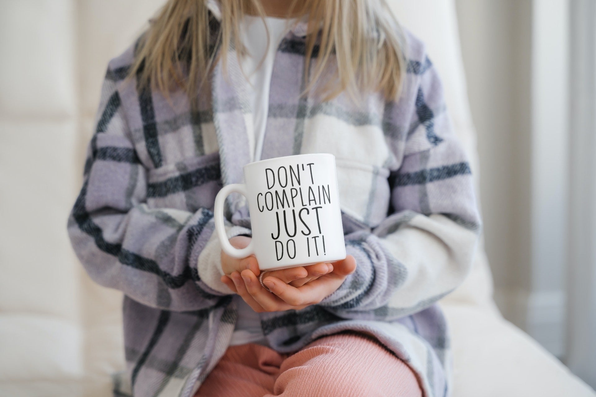Tasse mit Spruch Motivation "Don't Complain Just Do It!" Arbeit Kaffee Büro
