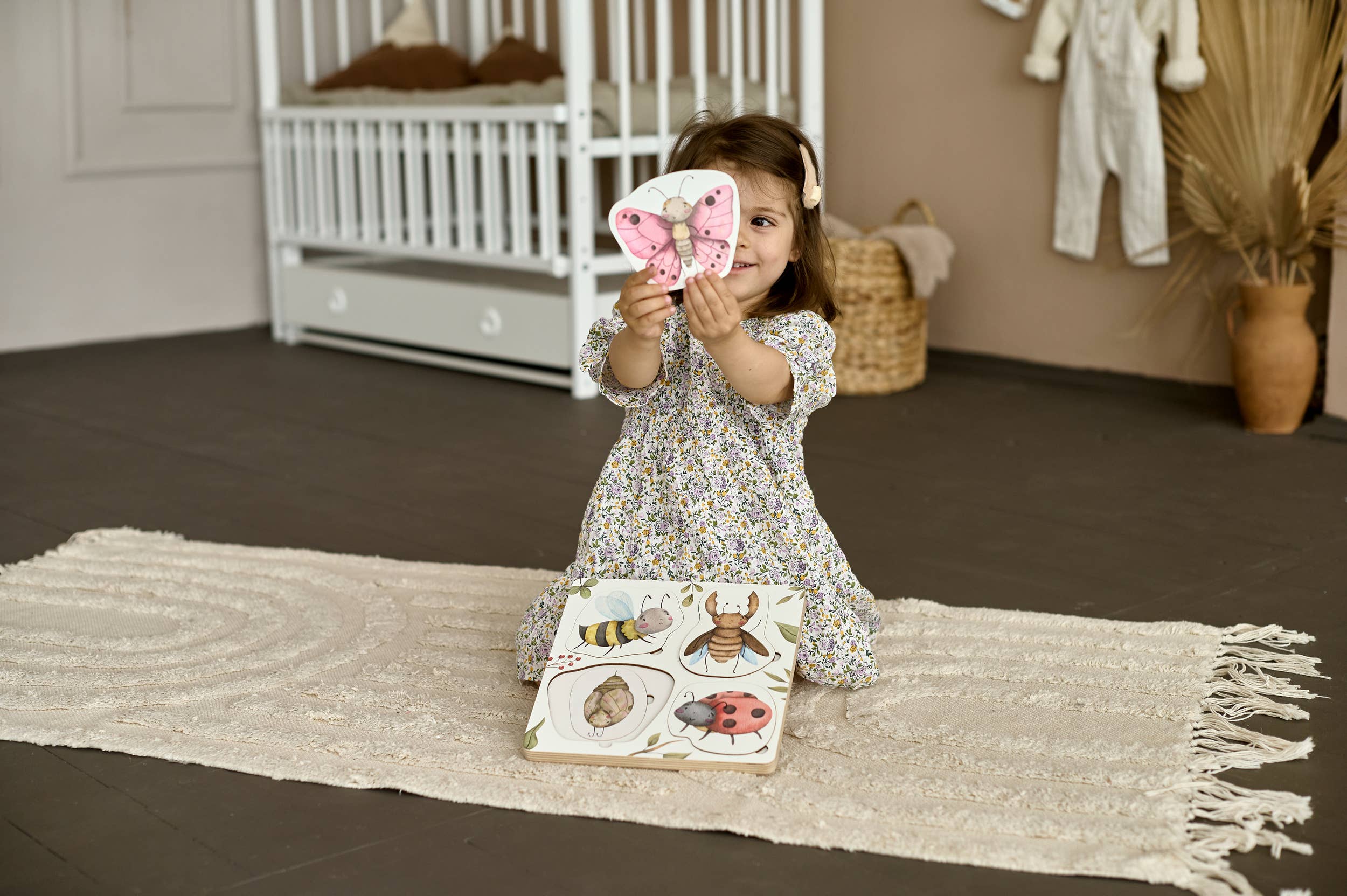 Lebenszyklus der Insekten Holzpuzzle Montessori Lernspielzeug