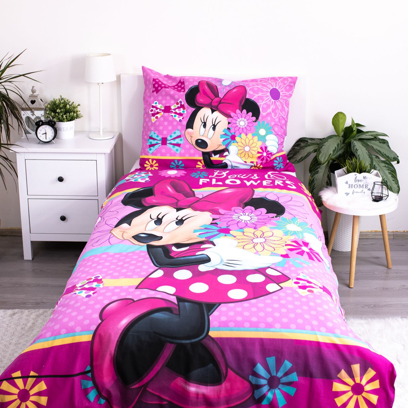 Minnie Maus Bettwäsche - weiche Baumwolle 140x200 cm Kissen und Decke