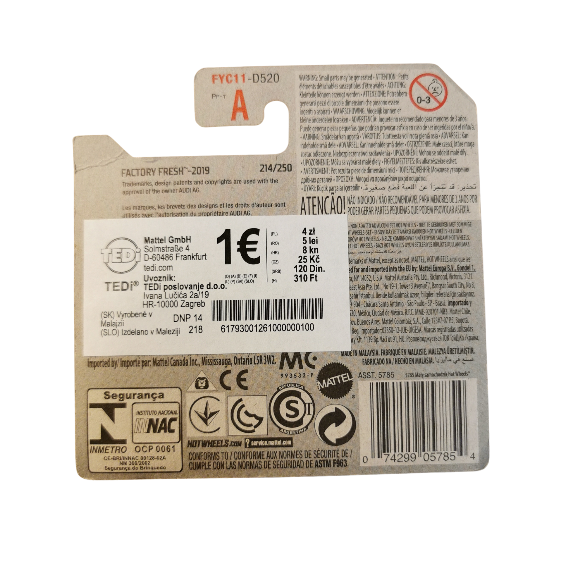 Hot Wheels Mainline 17 Audi RS 6 Avant 214/250 2019