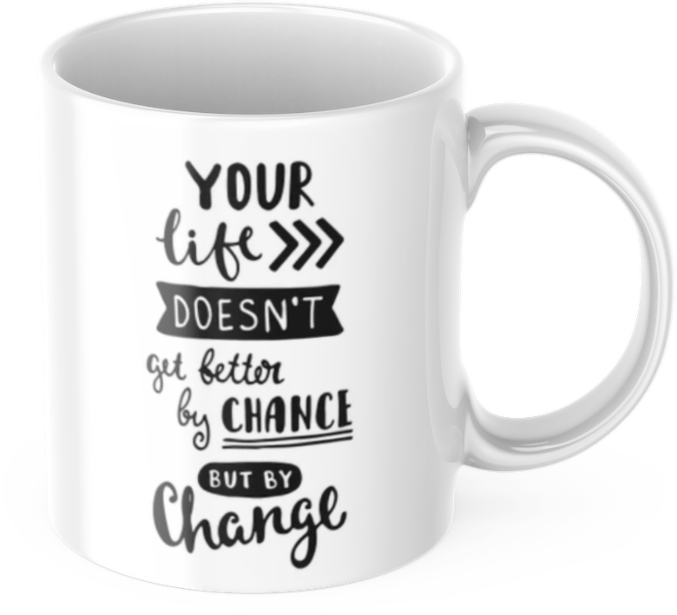 Tasse Motivation "Your Life Doesn't Get Better By Chance But By Change" Arbeit Kaffee Büro Geschenk