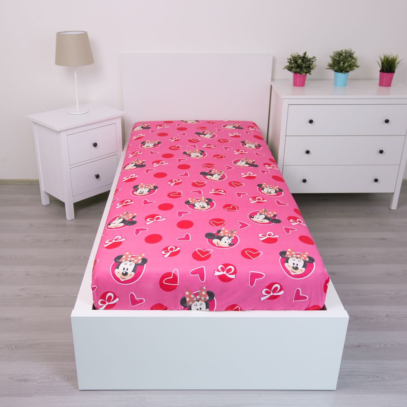 Minnie Maus Spannbettlaken - 90x200 cm Bettbezug Einzelbett Matratzenbezug