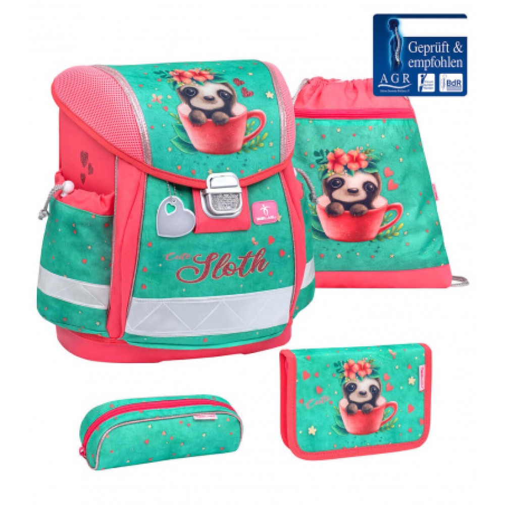 Rucksack ergonomisches Schulranzen-Set 4-teilig Cute Sloth Ranzen