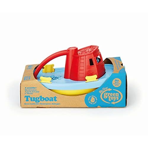 Green Toys 8668087 Schleppboot, Badewannenspielzeug, Spielboot, Badespielzeug für Kinder ab 6 Monaten, 1 Stück