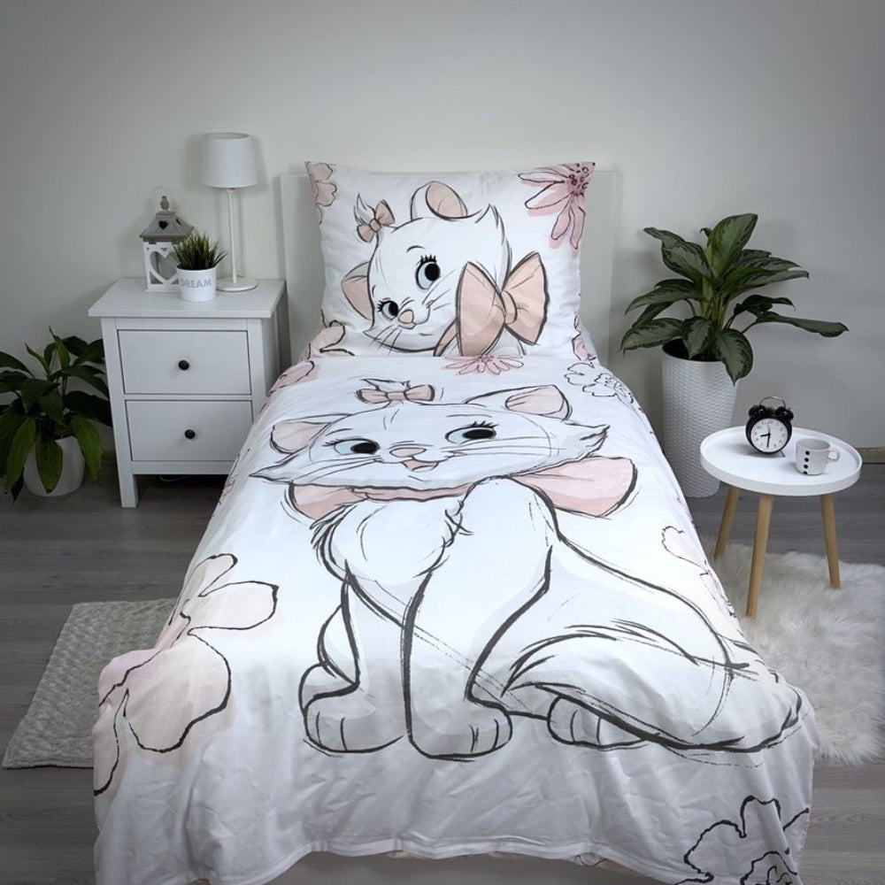 Aristocats Marie Cat Bettwäsche - 140x200 cm weiche Baumwolle Kissen und Decke