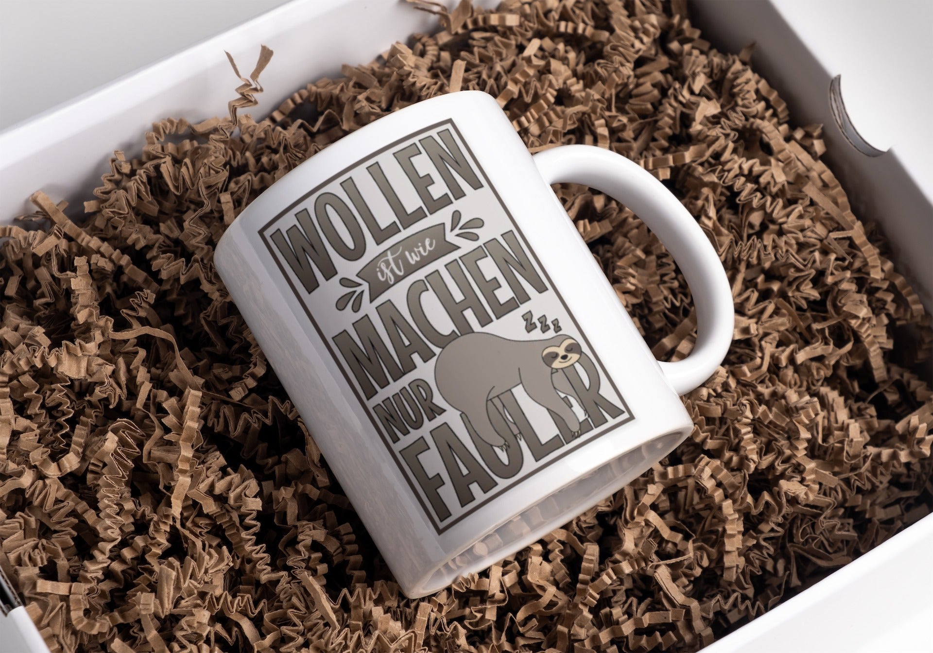 Lustige Kaffeetasse "Wollen ist wie Machen nur Fauler" Frühstück Morgen Arbeit Tasse Büro Geschenk