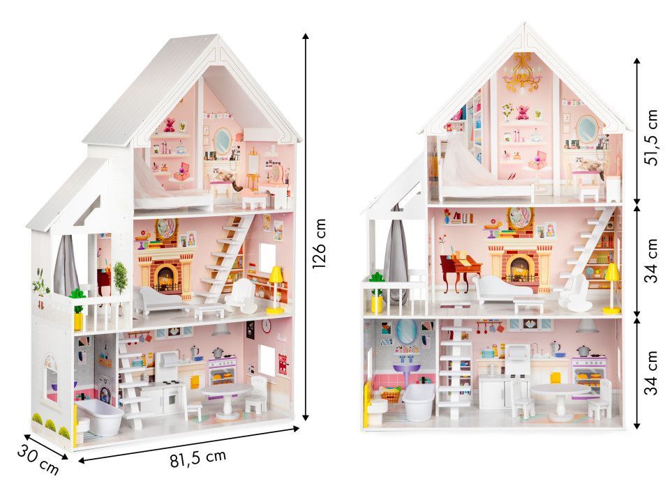 Gerardo's Toys - XXL Puppenhaus aus Holz | Liselle mit LED Licht