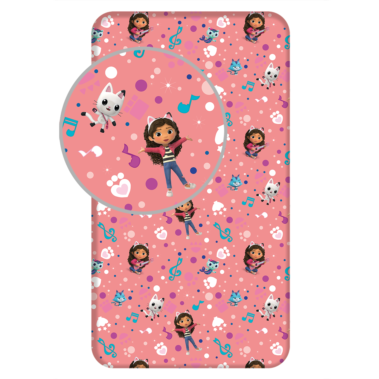 Gabby's Dollhouse Spannbettlaken - 90x200 cm Bettbezug Puppenhaus Matratzenbezug