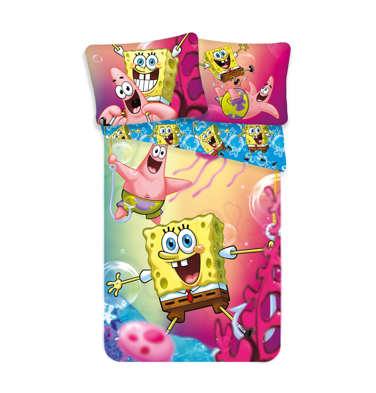 Spongebob Patrick Bettwäsche - 140x200 cm Baumwolle Kissen und Decke