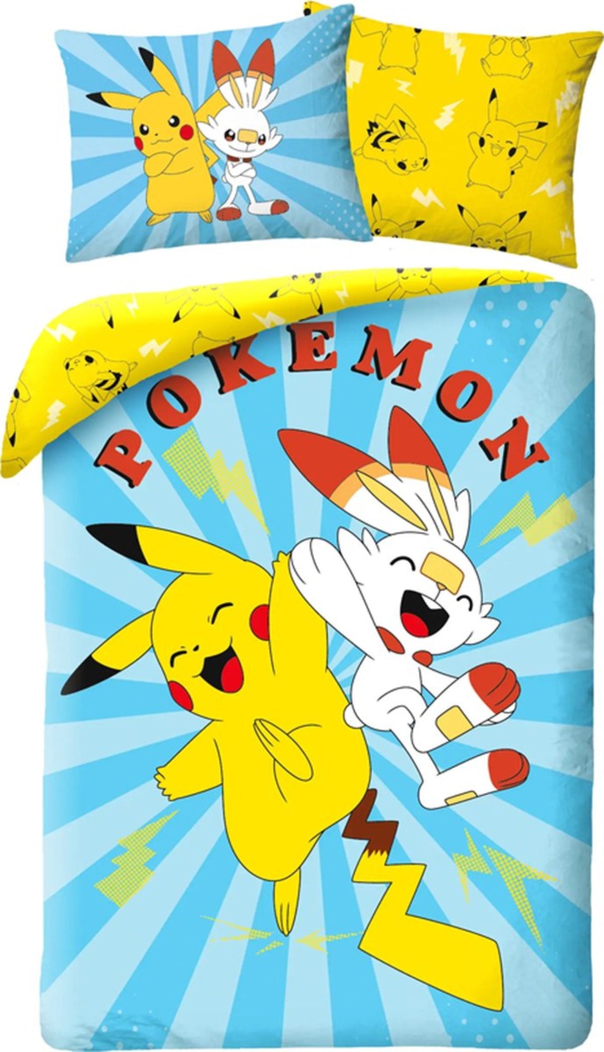 Pokemon Bettwäsche Pikachu Hopplo - weiche Baumwolle - 140 x 200 cm