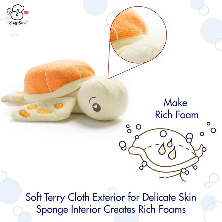 SoapSox Badeschwamm Schildkröte – weicher Waschfreund mit Seifenfach | ab 0 Jahren