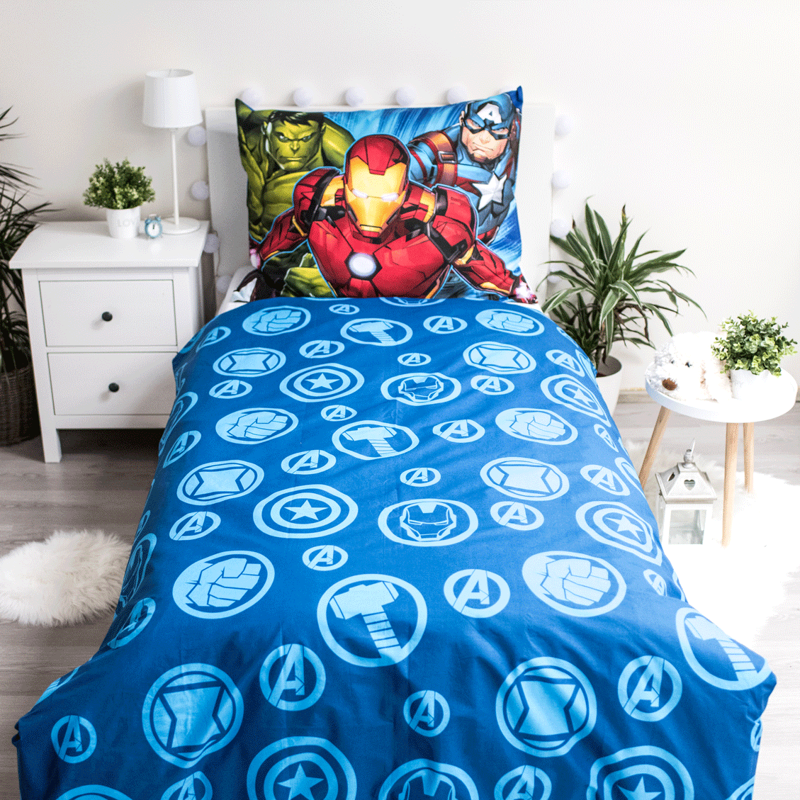 Marvel Avengers Bettwäsche - 140x200 cm Kissen und Decke