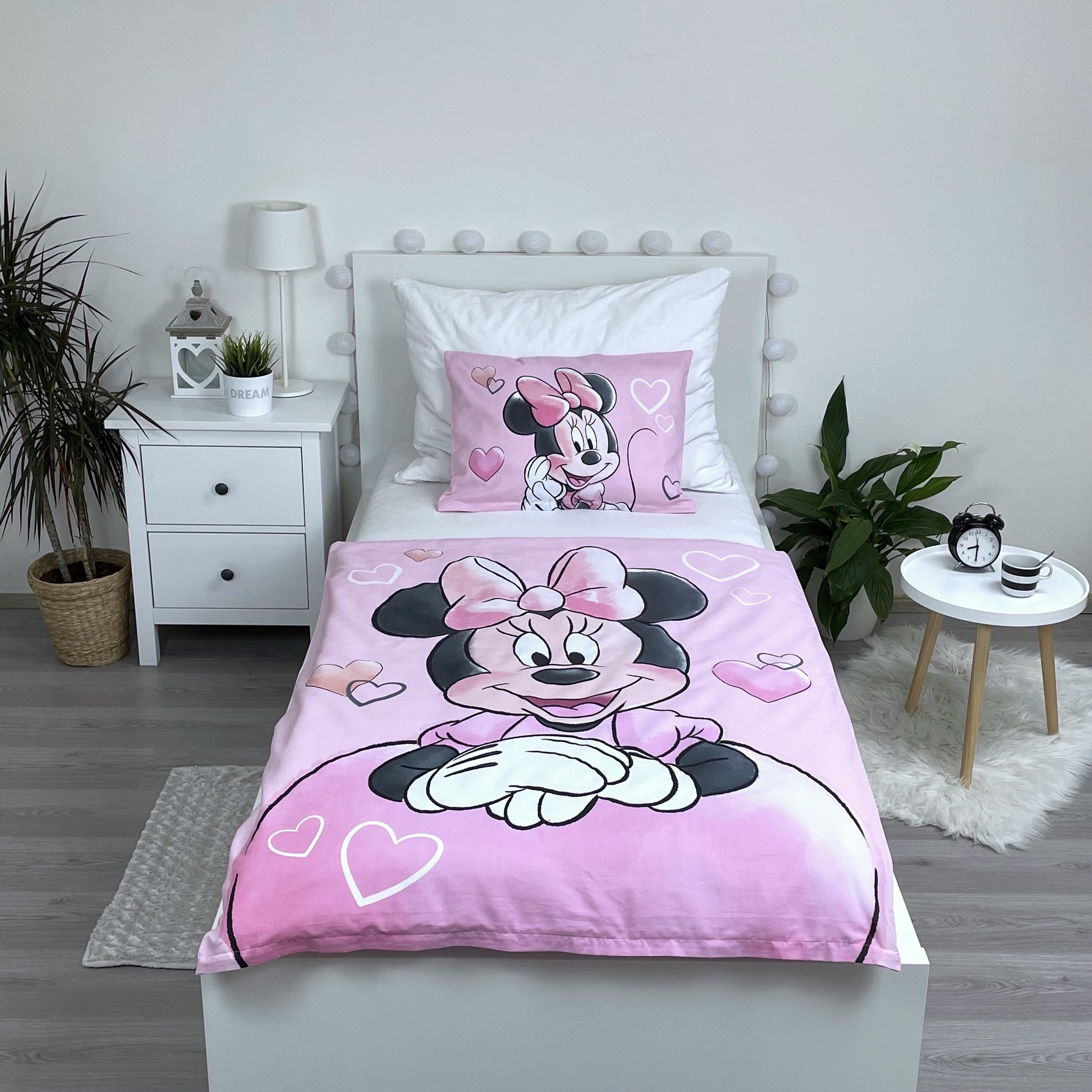 Minnie Maus Kinder-Bettwäsche 100 x 135 cm - weiche Baumwolle Disney