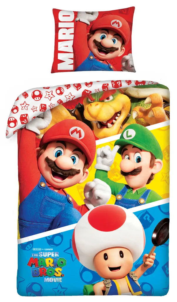 Super Mario Bowser Toad Luigi Bettwäsche - weiche Baumwolle - 140 x 200 cm