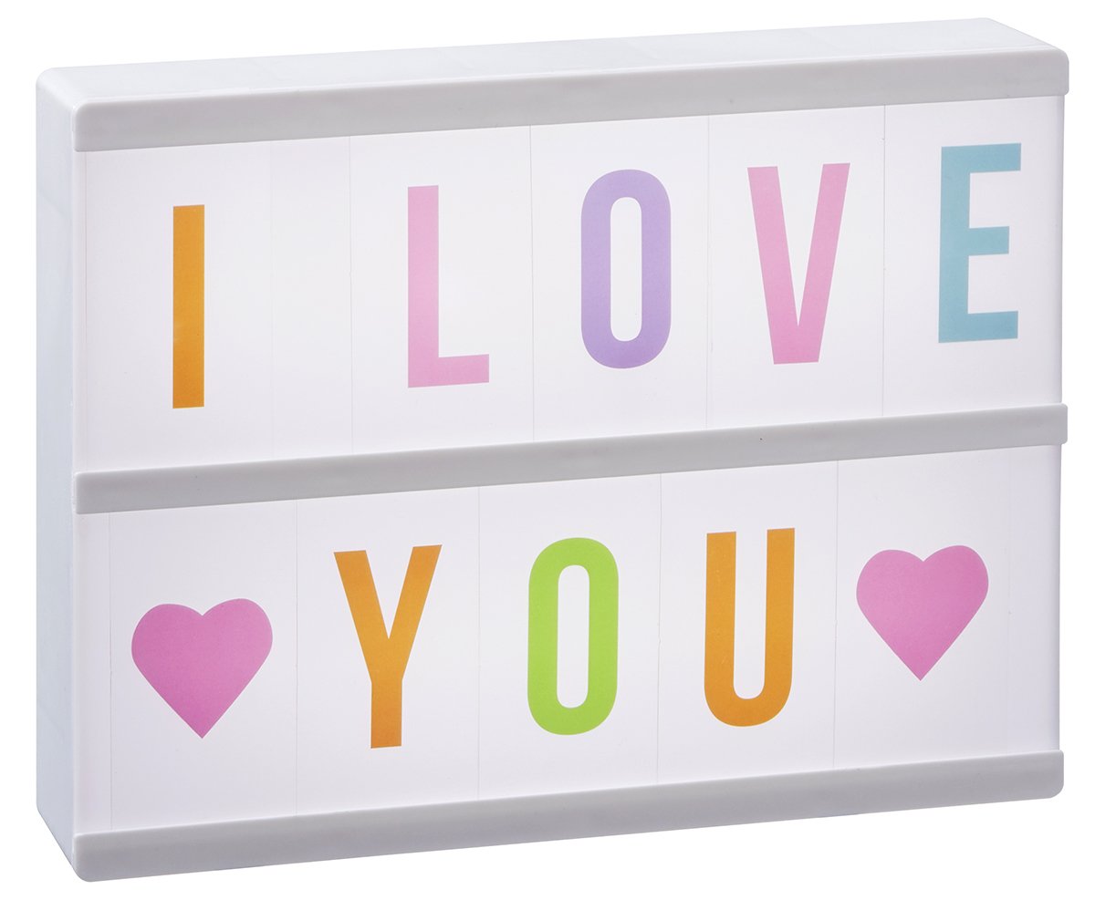 LED Lightbox 20x15cm mit 60 pastellfarbenen Buchstaben/Symbolen