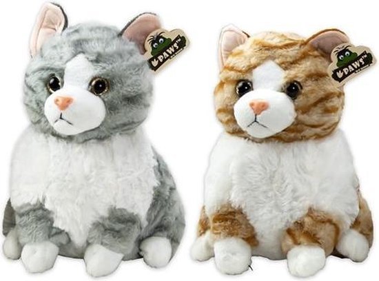 Plüsch Katze grau+braun 19 cm