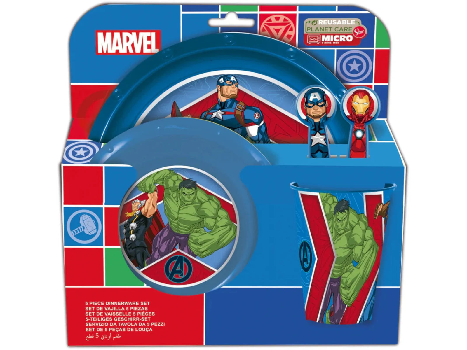 Marvel Avengers Plastik Geschirr Set 5-Teile Kunststoffset für Kinder