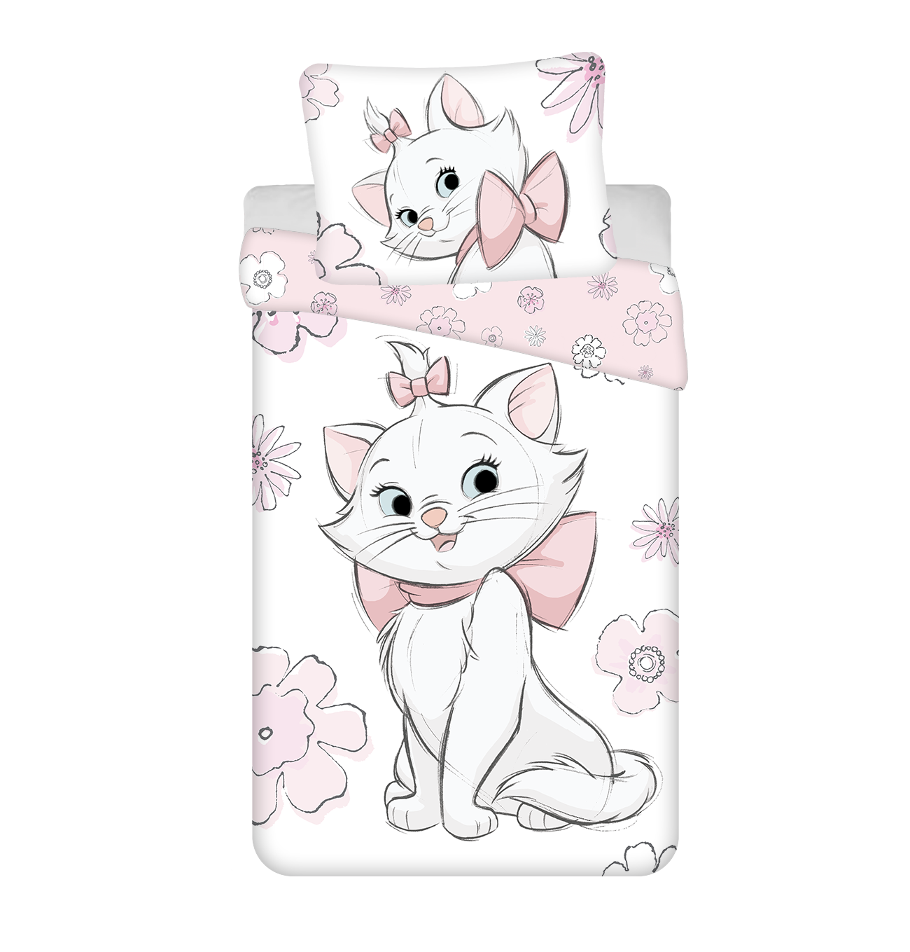 Aristocats Marie Cat Bettwäsche - 140x200 cm weiche Baumwolle Kissen und Decke
