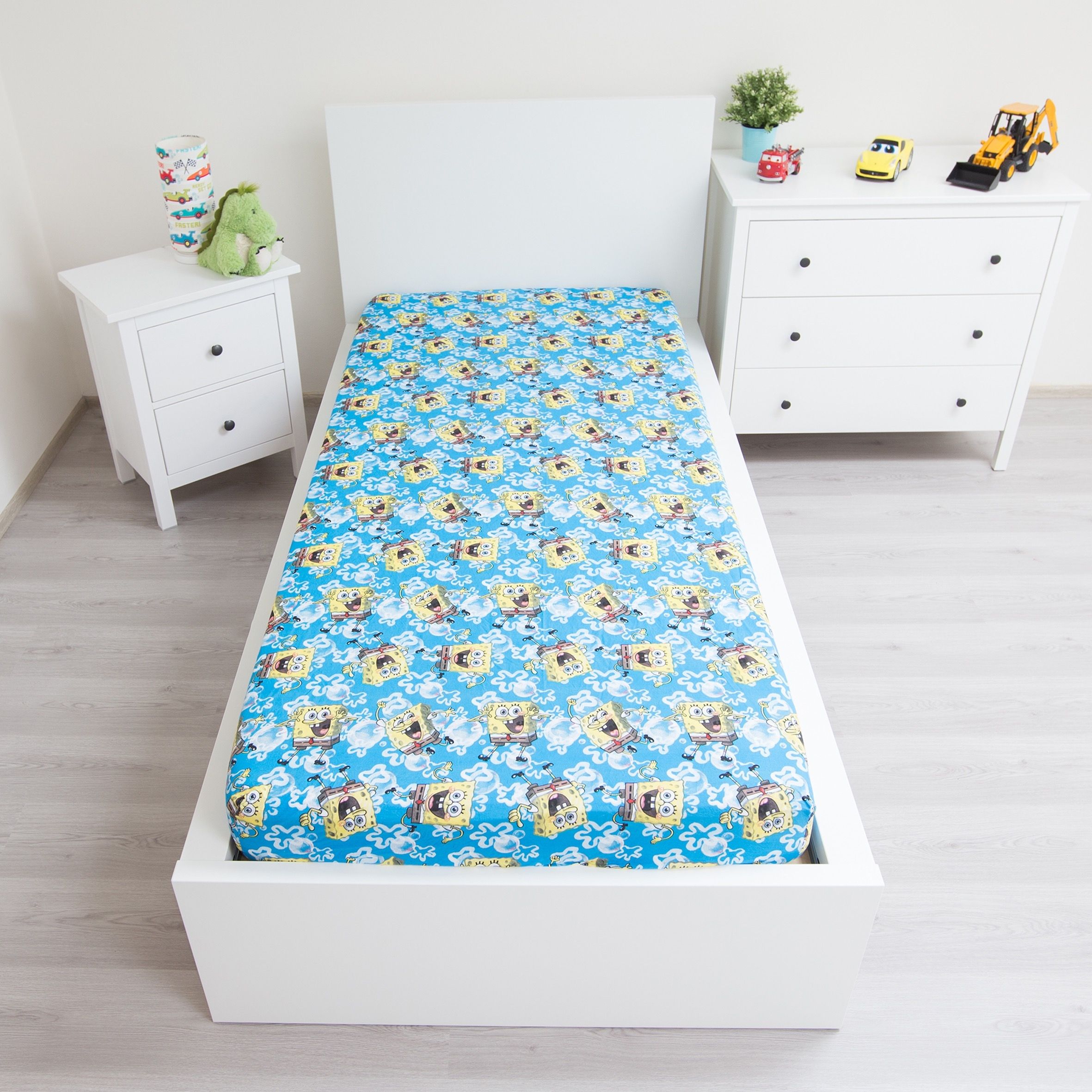 Spongebob Spannbettlaken - 90x200 cm Bettbezug Einzelbett Matratzenbezug