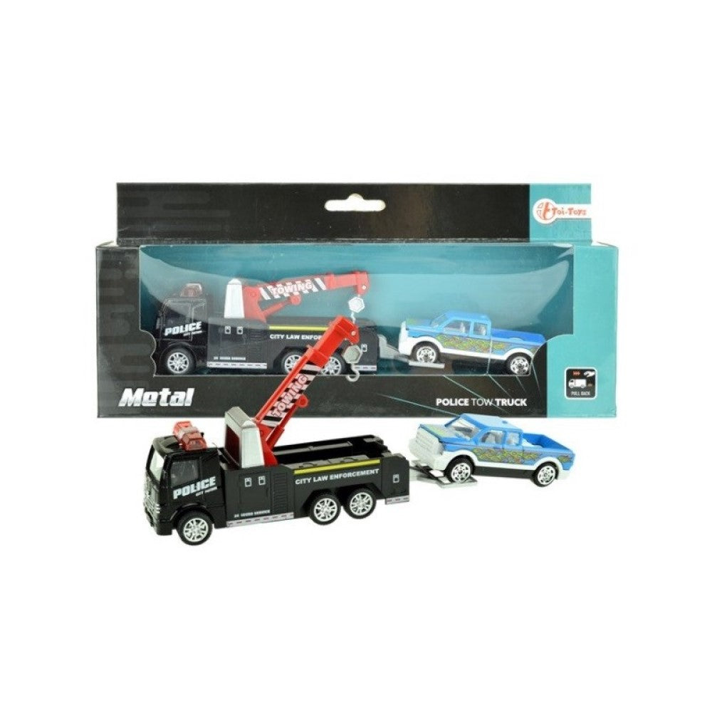 Abschleppwagen mit Auto und  LKW mit Gabelstapler aus Metal