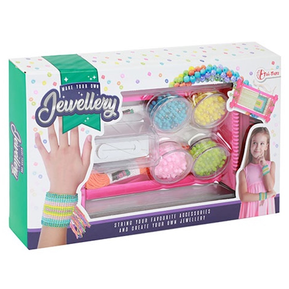 Armbandset Webstuhl mit Garn und Perlen