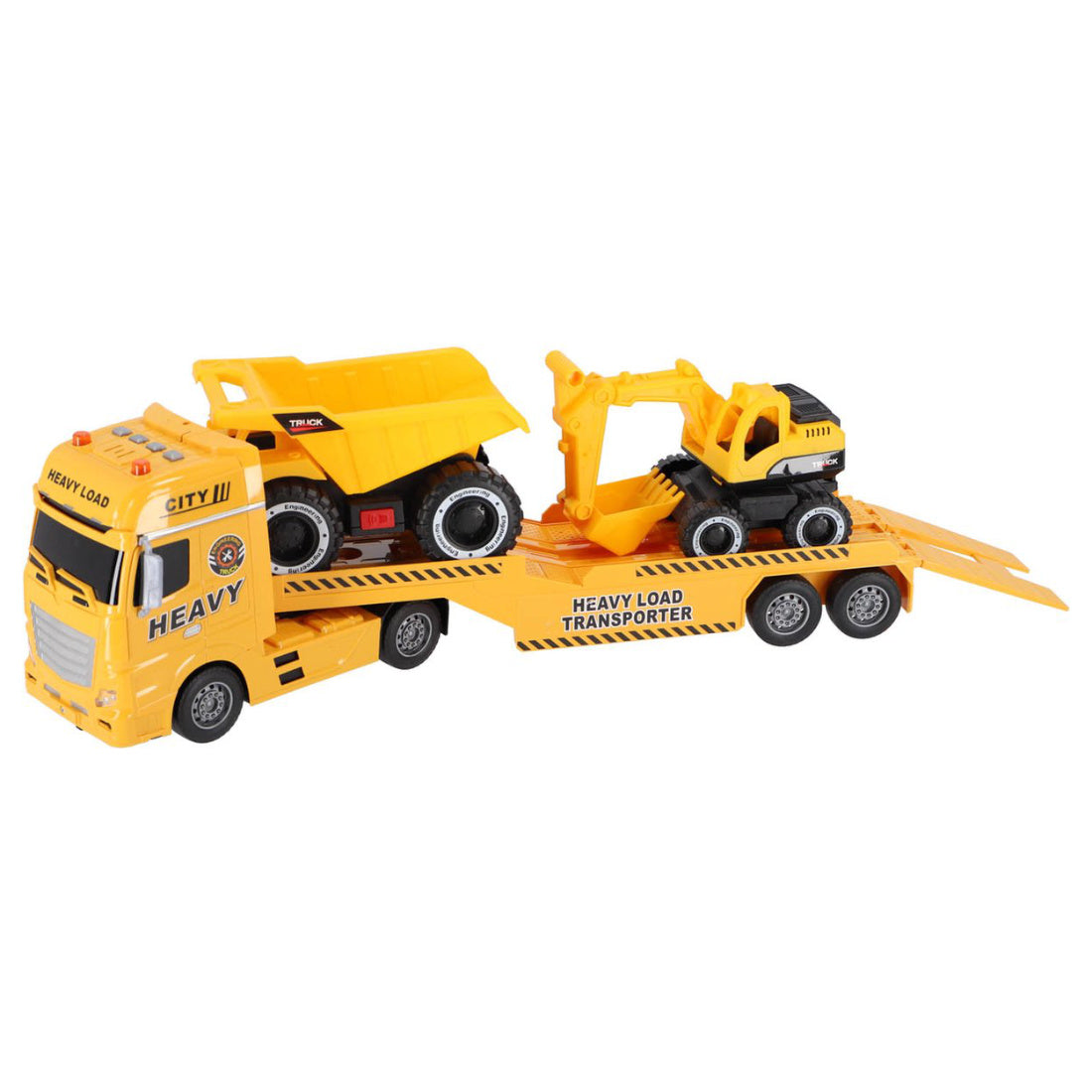 Autotransporter 54 cm Bagger Kipper licht und Sound Auto Abschlepper