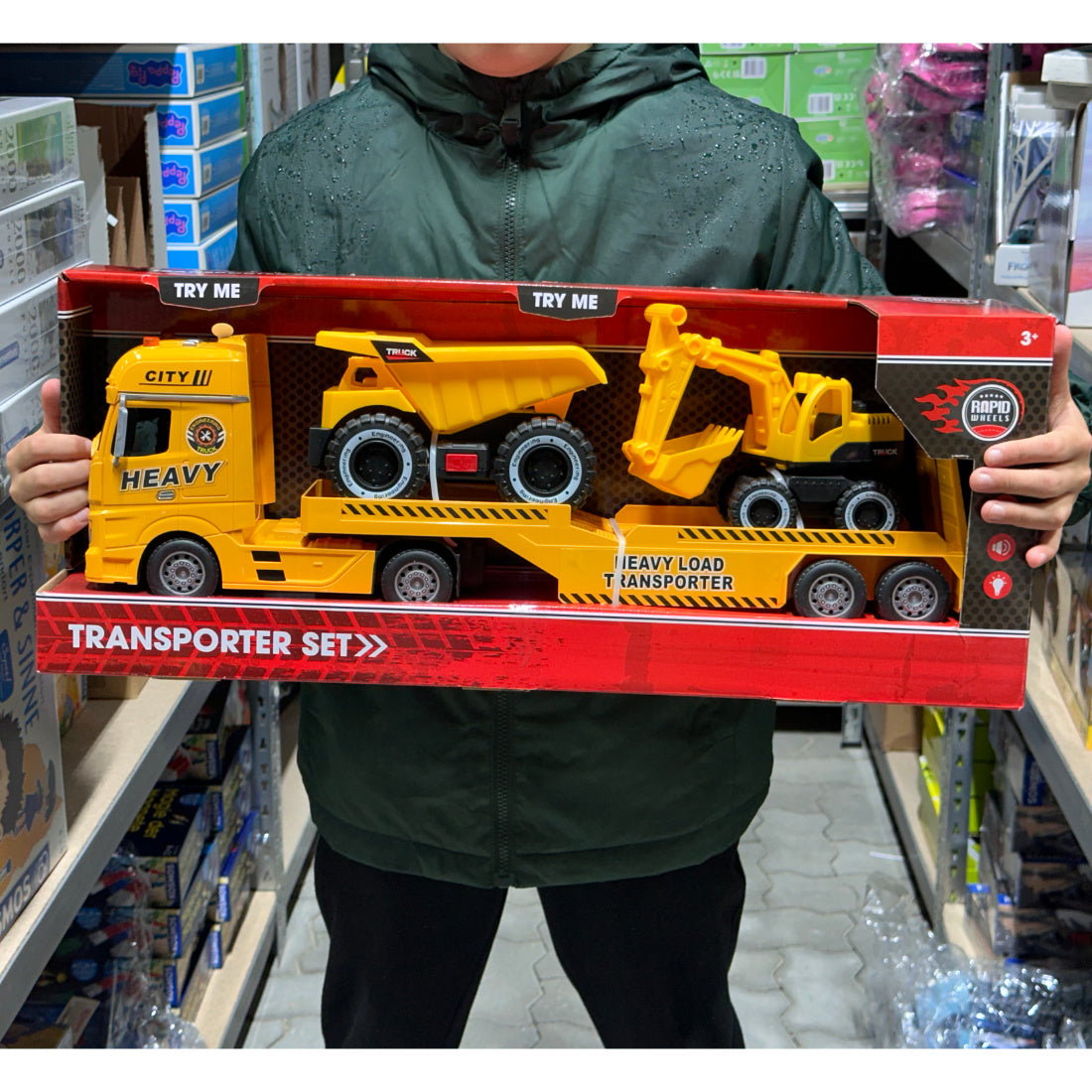 Autotransporter 54 cm Bagger Kipper licht und Sound Auto Abschlepper