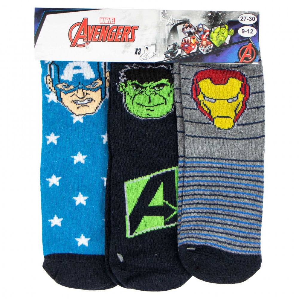 Marvel Avengers Socken 3 Paar Unisex Kinder Iron Man Hulk Captain America