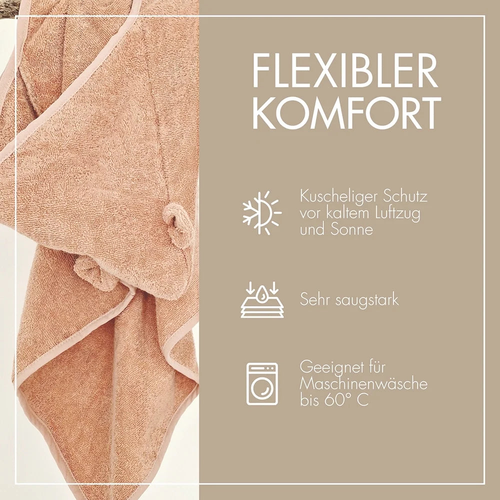 Baby Kapuzenhandtuch mit Ohren in Puder