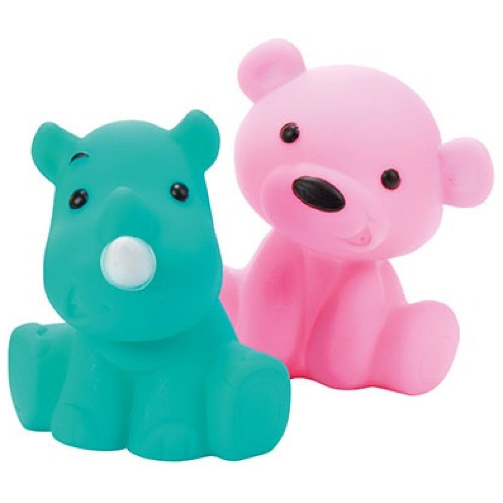 Baby Quietsch-Stapelblöcke 6 Stück und 2 Gummitiere