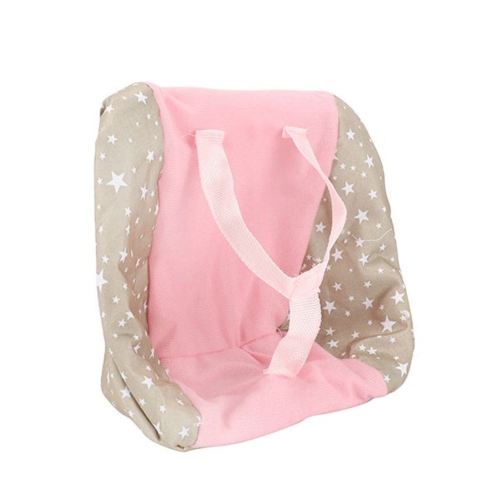 Babypuppe in Bären-Jacke und Kindersitz 33cm