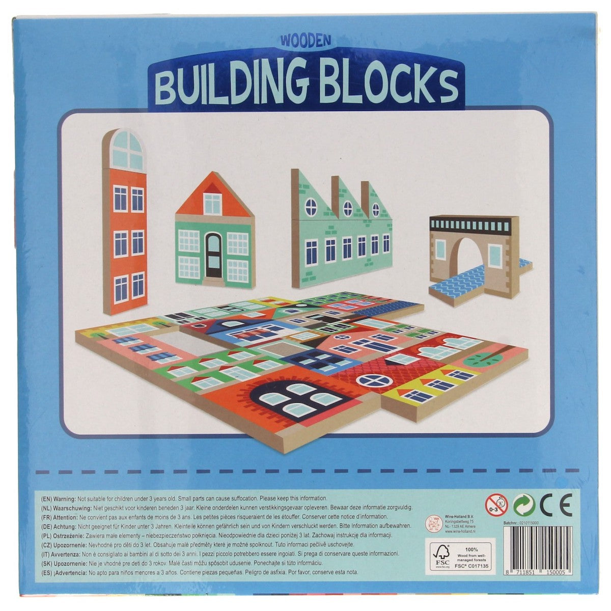 Bausteine Set mit City Motiv aus Holz