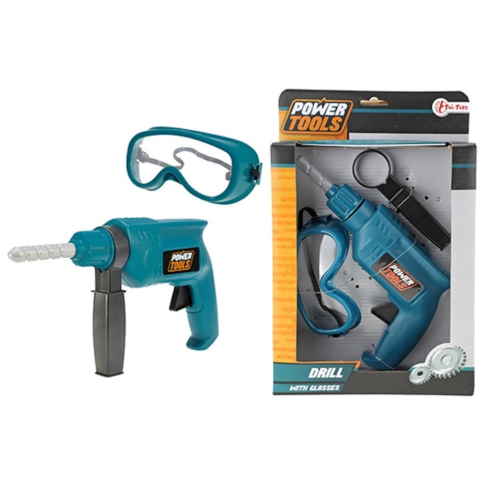 Bohrmaschine und Schutzbrille