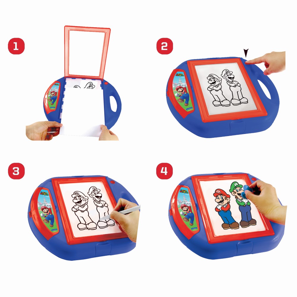 Super Mario Zeichenprojektor mit Schablonen und Stempeln