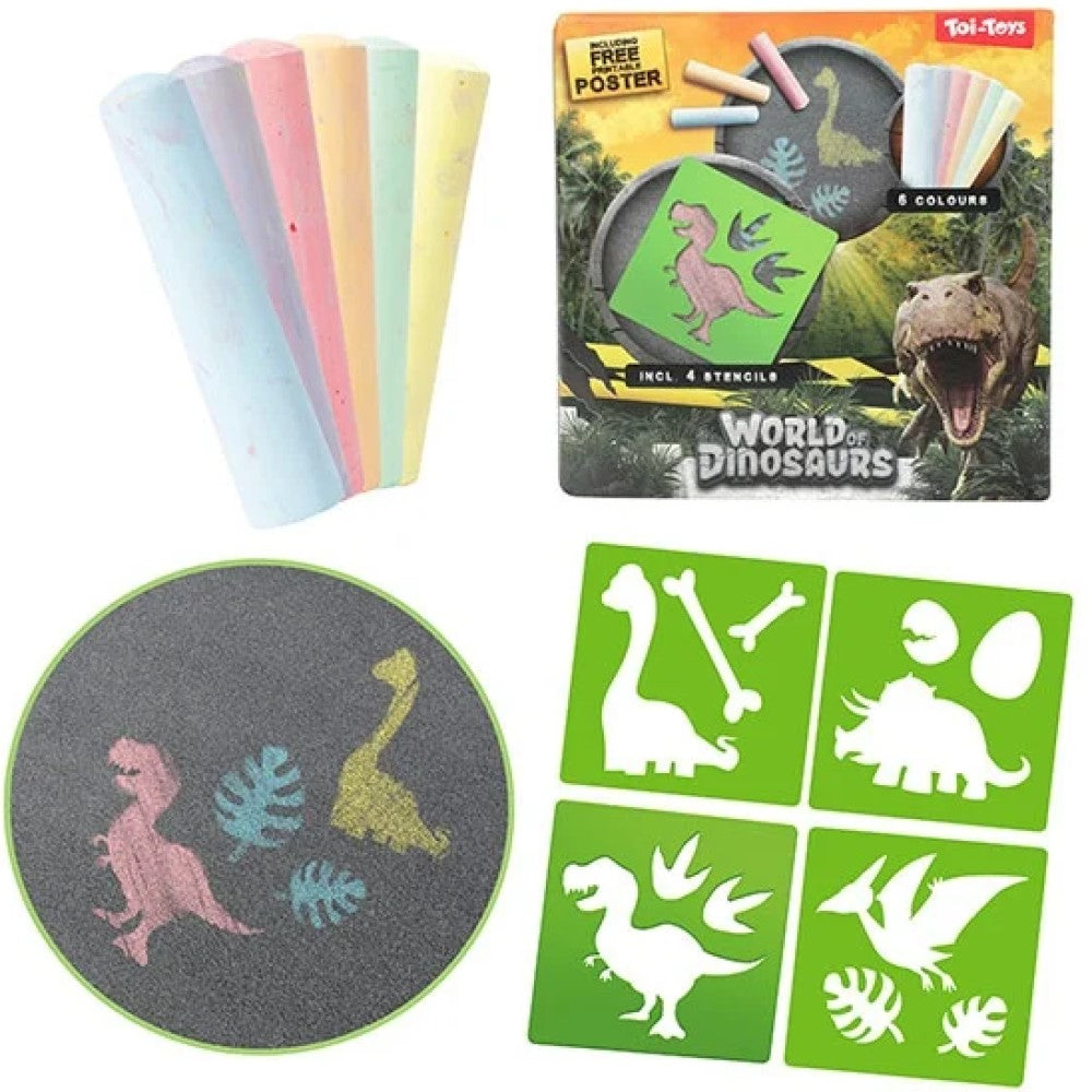 Dino Straßenkreide mit Dinosaurier-Schablonen Kreide