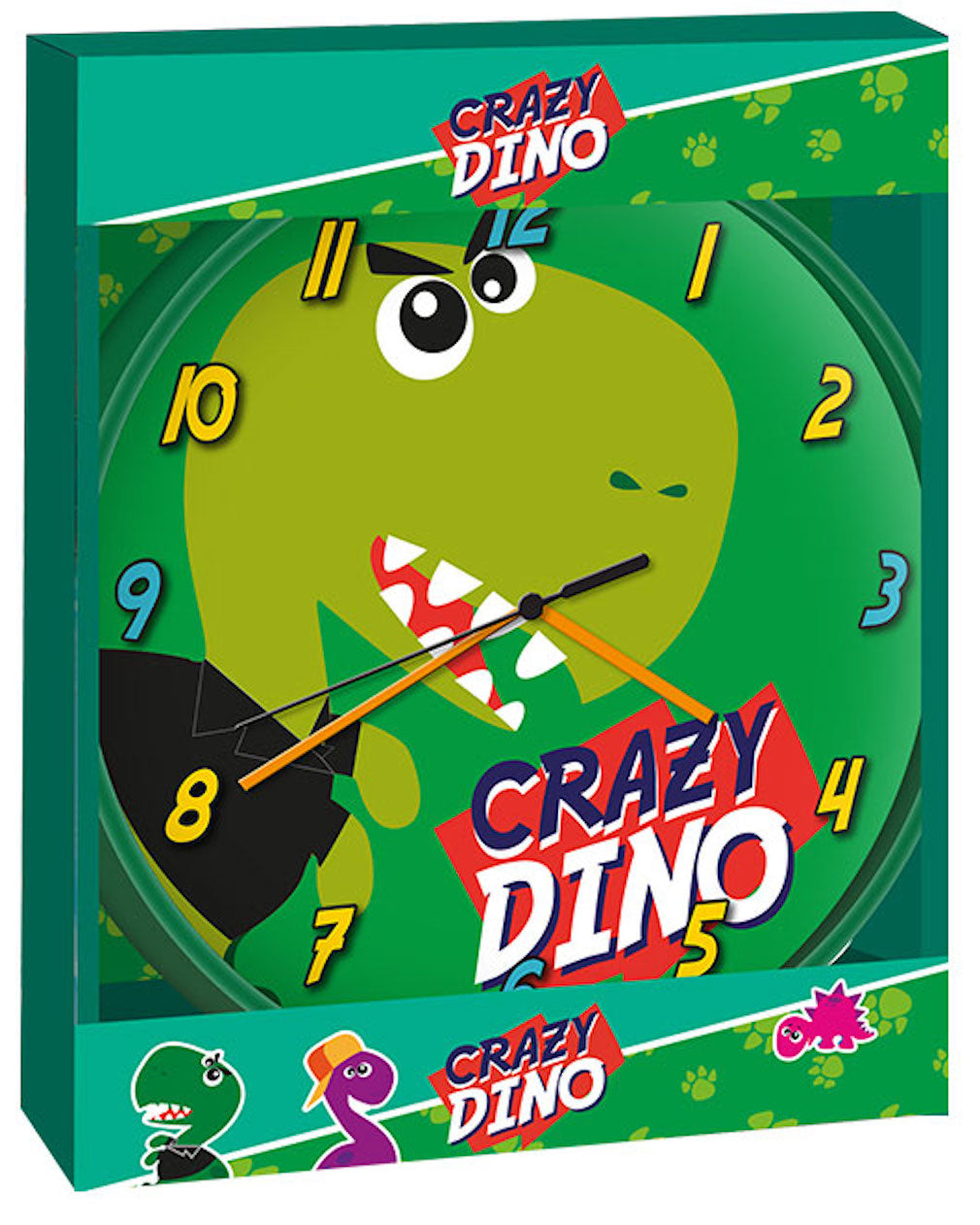 Dino Wanduhr mit einem lustigen T-Rex