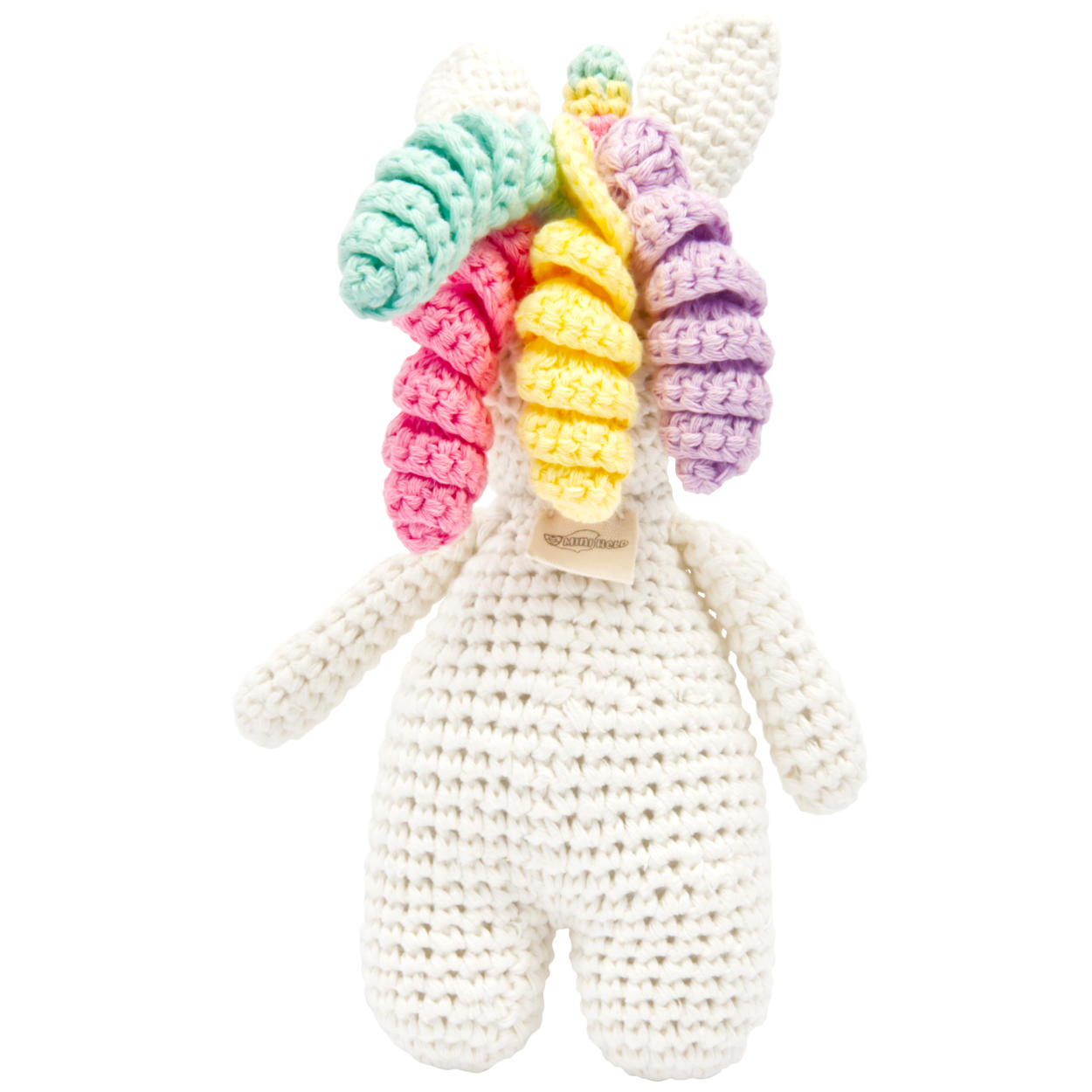 Handgestrickter Einhorn gehäkelt aus Baumwolle Spielzeug 16 cm